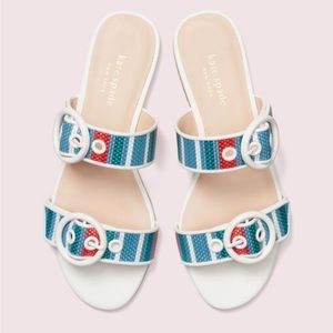 NWT Kate Spade Marine Striped Raffia Slide Sandals Size 8.5